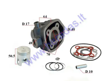 Cylinder piston set for scooter 2T  D40 50cc  Minarelli Horizontal LCYamaha Aerox, Jog, Aprilia SR, Malagutti F12/F15