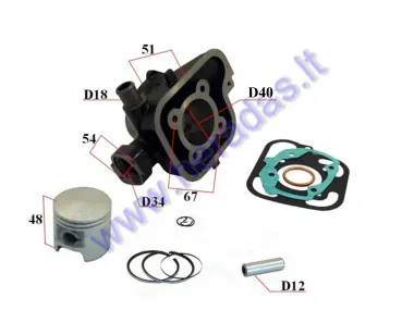 Cylinder piston set for scooter 2T D40 50cc Peugeot Ludix,Jetforce LC HI2 2003>