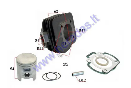 Cilindras stūmoklis motoroleriui 2T D47 70cc Honda AF24 AC Big Bore