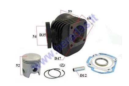 Cylinder piston set for scooter 2T D47 70cc Honda Dio AF34 AC Big Bore