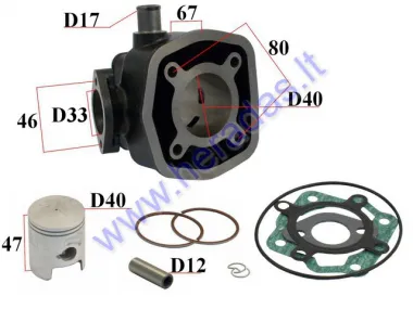 Cilindras stūmoklis motoroleriui 2T LC D40 50cc Derbi Senda 2002-