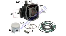 Cilindras stūmoklis motoroleriui 2T LC D47 70cc Derbi Senda 2002-