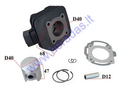 Cylinder piston set for scooter D40 50cc 2T PIN 10 PEUGEOT BUXY