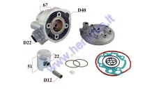 CYLINDER PISTON SET FOR SCOOTER D40 50cc AM6 with cap Nicasil, Yamaha DT,Tzr, Rieju RR,RRX,Tango,Mrt, MRX, Aprilia