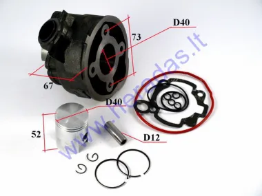 Cilindras stūmoklis motoroleriui D40 50cc AM6 Yamaha DT,Tzr, Rieju RR,RRX,Tango,