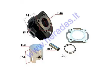 Cilindras stūmoklis motoroleriui D40 50cc Minarelli Horizontal 1PE40, CPI, Keeway PIN12