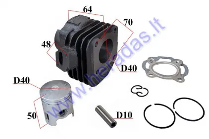Cylinder piston set for scooter D40 50cc PIN 10  QUANTUM JOG KEEWAY CPI ZIPP ,YAMAHA