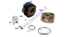 CYLINDER FOR SCOOTER D40 50cc PIN 10 WITH CYLINDER HEAD, Benzer 2T, Keeway, Kingway Longjia, Romet 2T