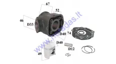 CYLINDER PISTON SET FOR SCOOTER D40 50cc PIN12 Derbi Senda 2006- Aprilia RX, DERBI GP1,GPR