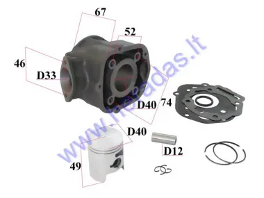 CYLINDER PISTON SET FOR SCOOTER D40 50cc PIN12 Derbi Senda 2006- Aprilia RX, DERBI GP1,GPR