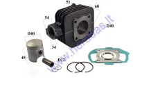 Cylinder piston set for scooter D40 50cc PIN12 Peugeot Ludix STD