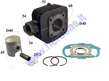 Cylinder piston set for scooter D40 50cc PIN12 Peugeot Ludix STD