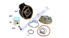 CYLINDER FOR SCOOTER WITH CYLINDER HEAD D47 70cc AM6  Yamaha DT,Tzr, Rieju RR,RRX,Tango,Mrt, MRX, Aprilia. Minarelli LC