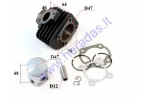Cilindras stūmoklis motoroleriui D47 80cc Minarelli Horizontal 1PE40, CPI,Keeway PIN12