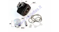 Cylinder piston set for scooter D47 70cc Minarelli Horizontal 1PE40