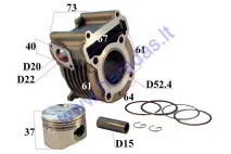 Cylinder piston set for scooter D52.4 PIN15 125cc Yamaha XC Cygnus, Beluga