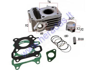 CYLINDER PISTON SET FOR 4-STROKE SCOOTER  D37 50cc PIN10 SYM, Peugeot, Lance 4T