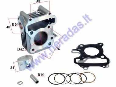 CYLINDER PISTON SET FOR 4-STROKE SCOOTER D42 70cc PIN10 SYM, Peugeot, Lance 4T