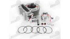 Cylinder piston set for 4-stroke scooter D47 70cc GY6