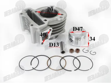 Cylinder piston set for 4-stroke scooter D47 70cc GY6