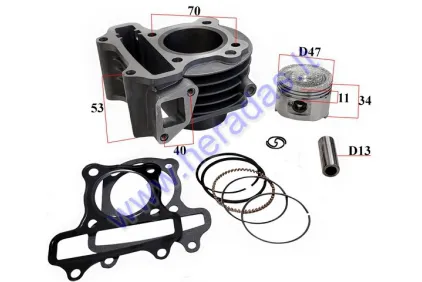 Cilindras stūmoklis motoroleriui keturtakčiui D47 70cc 80cc GY6