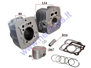 Cilindro stūmoklio ir variklio galvutės pilnas komplektas keturračio,motociklo 250cc D67 ATV 250, ATV Bashan BS250S-11B 250, ATV Bashan BS250S-24 250, ATV 