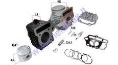 Cilindro stūmoklio ir variklio galvutės pilnas komplektas motociklui, mopedui 4T D47 50-80CC 139FMB  Barton FR 50, Volcano 50, Bashan CK50S-7