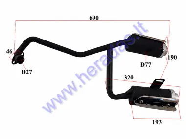 Muffler for ATV quad bike