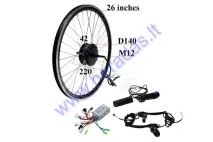 Conversion kit to electric bicycle 250W 36V,motor,controller,handles. Rear wheel with motor 26 inches (26inches) X 1.95