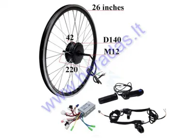 Conversion kit to electric bicycle 250W 36V,motor,controller,handles. Rear wheel with motor 26 inches (26inches) X 1.95