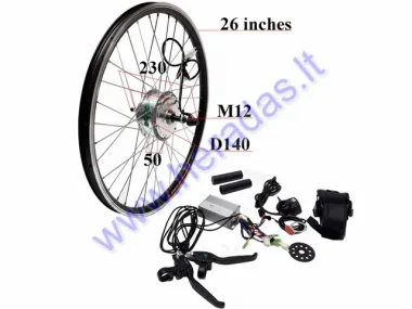 Conversion kit to electric bicycle 350W 36V,motor,controller,handles. Rear wheel with motor 26 inches (26inches) X 1.95