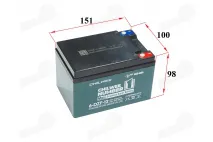 Elektrinio dviračio akumuliatorius 12V 12AH 6-DZF-12  6DZF12 Analogas EB2087Tinka mini keturračiams HUNTER, GEPARD, CRUSAD ,mašinėlėms.