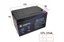 Battery for electric bicycle 12V 15AH Analog EB009, EB2087 fits mini quad bikes HUNTER, GEPARD, CRUSAD and others