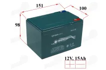 Elektrinio dviračio akumuliatorius 12V 15AH Analogas EB009 Tinka mini keturračiams 6-DZF-12 6DZF12 EB1473