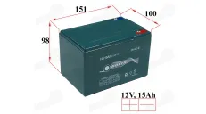 Elektrinio dviračio akumuliatorius 12V 15AH Analogas EB009 Tinka mini keturračiams 6-DZF-12 6DZF12 EB1473