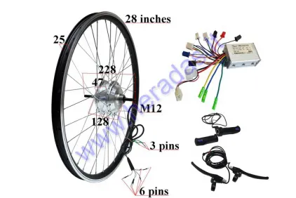 Rear wheel with motor for electric bicycle 36V 250W  Electron  EB21