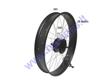 Elektrinio dviračio priekinis ratas su varikliu bešepetėliu 48V 750W  FAT Bike 28 colių