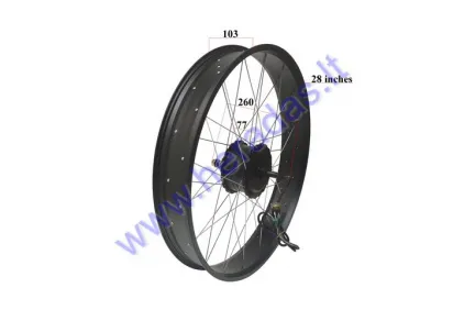 Elektrinio dviračio priekinis ratas su varikliu bešepetėliu 48V 750W  FAT Bike 28 colių