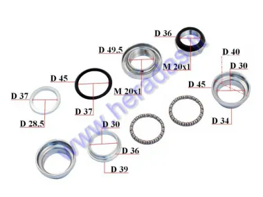 Handlebar bearings with cups for electric bicycle Electron EB18