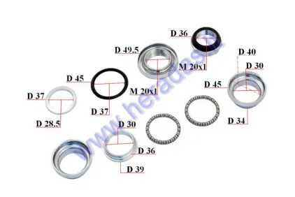 Handlebar bearings with cups for electric bicycle Electron EB18