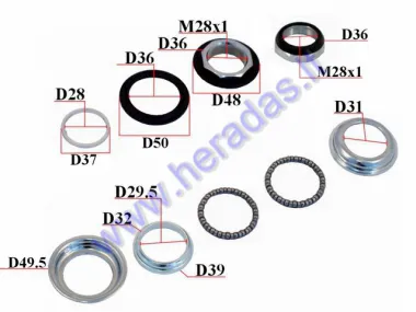 Handlebar bearings with cups for electric bicycle Electron EB21