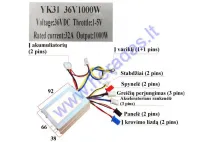 Elektrinio keturračio kontroleris 36V 1000W 3 greičių  tinka modeliui CRUSADER tinka 500W 800W  vietoje EB124,EB315