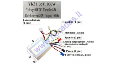 Elektrinio keturračio kontroleris 36V 1000W 3 greičių  tinka modeliui CRUSADER tinka 500W 800W  vietoje EB124,EB315