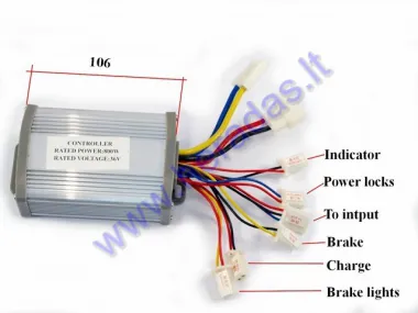 Elektrinio keturračio kontroleris 36V 800W  1 greičio ,analogas EB124 2 geičiai