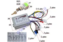 Elektrinio keturračio kontroleris 36V 800W komplektas su spynele 3 greičiai analogas EB081 ,EB124