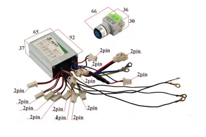 Elektrinio keturračio kontroleris 36V 800W komplektas su spynele 3 greičiai analogas EB124,EB411