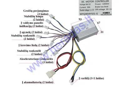 Elektrinio keturračio kontroleris 36V Tinka visiems  500W-800W-1000W  3 greičių  keturračiams
