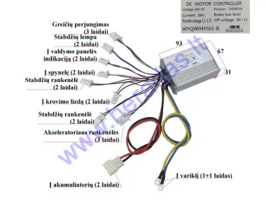 Elektrinio keturračio kontroleris 36V Tinka visiems  500W-800W-1000W  3 greičių  keturračiams (Vieto