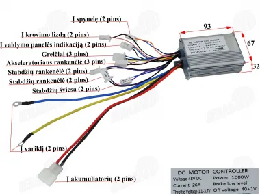 Elektrinio keturračio kontroleris 48V 1000W analogas EB965