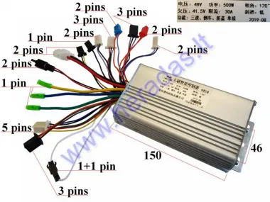 Elektrinio keturračio  kontroleris 500W 48V analogas EB038 EB245